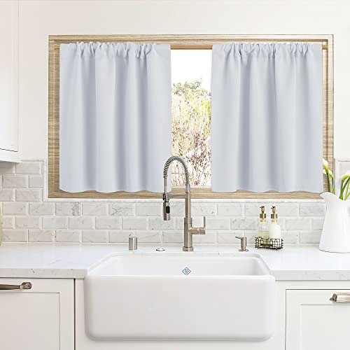 Cafe Curtains 24 inch Length (Greyish White / 42"W x 24"L (Pack of 2))