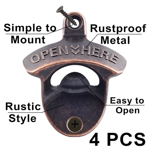 Aged Style Wall Mounted Bottle Opener (Antique Copper)