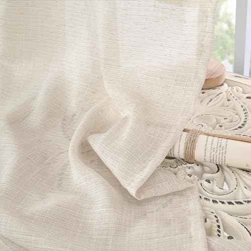 54 Inch Length Oatmeal Curtains for Short Window (Oatmeal / 42"W x 54"L (Pack of 2))