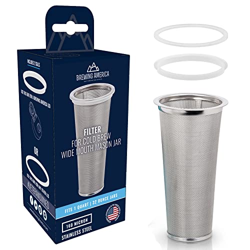 Cold Brew Filter for Mason Jar Wide Mouth Coffee Maker (Filter 1 Quart (32 Ounces) / Filter)