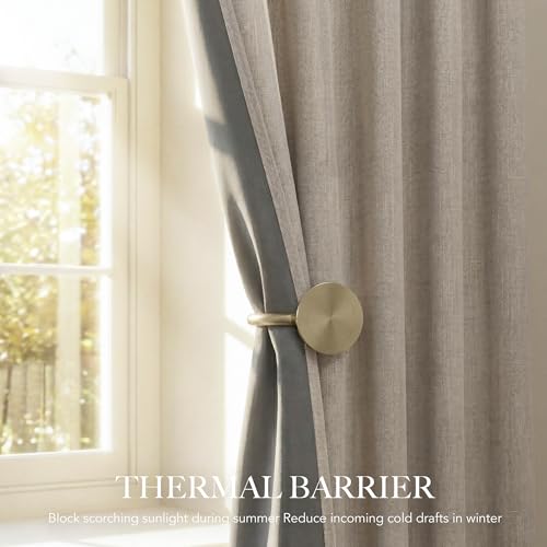 Natural Beige 100% Blackout Linen Curtains 72 Inches for Bedroom (Natural Beige / 52"W x 72"L (Pack of 2))