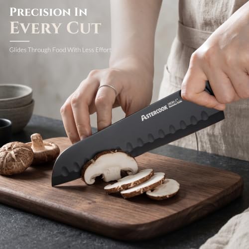 Knife Set for Kitchen with Block and Sharpener 21pcs (Black)