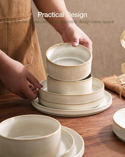 Star Stoneware Dinnerware Sets for 8 (Cappuccino White)