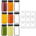 9 Pack 2 oz Glass Shot Bottles w (Black Lids / 2oz-9 pack)