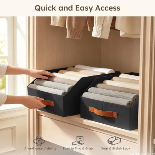 Fabric Storage Bins for Organizing (Black / 8 Pack)