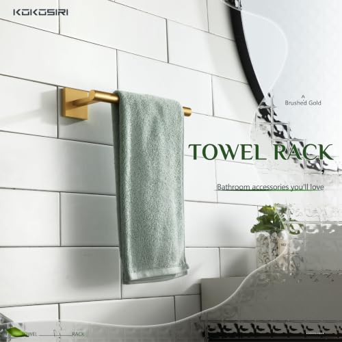 Bathroom Towel Bar Gold Hand Towel Holders Wall Mount Toilet Kitchen Cabinet Paper Holder Stainless Steel Bath Accessories (Gold / 1 Pack)