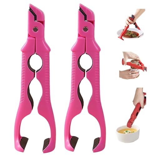 3-in-1 Hot Plate Gripper Tongs,Multi-Angle Hot Plate Gripper, Silicone Non-slip Hot Dish Plate Holder,Microwave Oven Cooking,Kitchen Utensil for Bowls,Pans,Dishes (2PCcrose red)