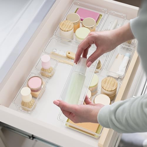 15 PCS Plastic Drawer Organizer Set (Clear)