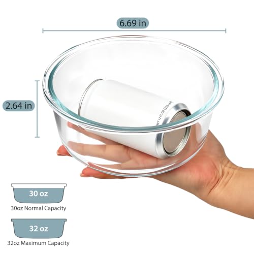 4 Cup 32oz Borosilicate Glass Meal Prep Containers with Vented Lids (Multicolor+Clear / 32oz)