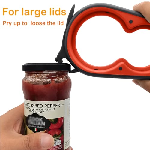 Jar Opener & Bottle Opener for Seniors with Arthritis (Black and Red)