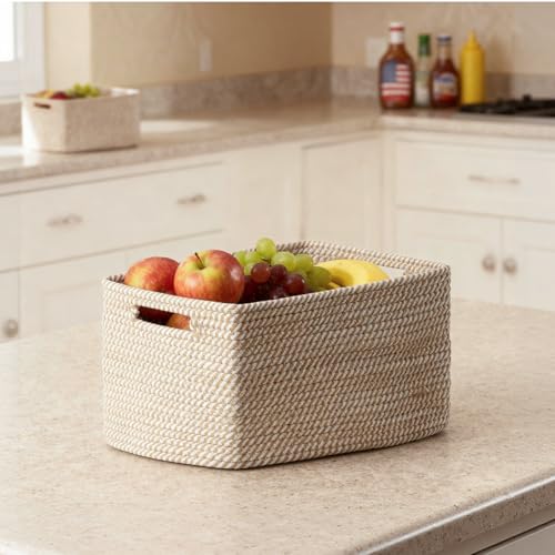 5 Pack Woven Storage Baskets (Khaki)
