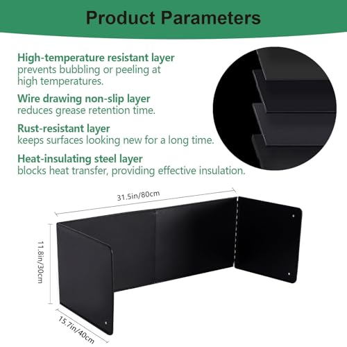 Black Large 4 Sided Splatter Guard for Frying Stove Top (4 Sided / Black)