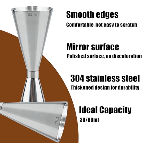 2 Pcs Jigger for Bartending (2 count / Sliver-A)