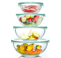 Glass Mixing Bowl with Airtight Lids (4 Pack Clear Green)