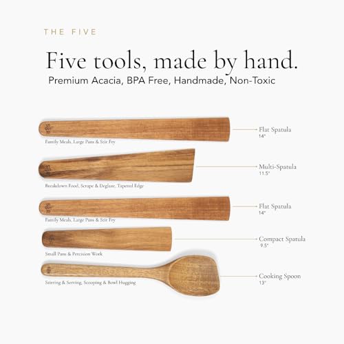 5 Piece Acacia Wood Utensil Set