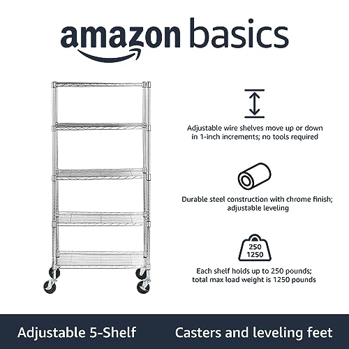 5 Shelf Adjustable (5 -Shelf / 30" L x 14" W x 64.75" H / Chrome)