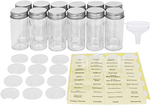 Spice Jars 3 oz Round Glass Bottles