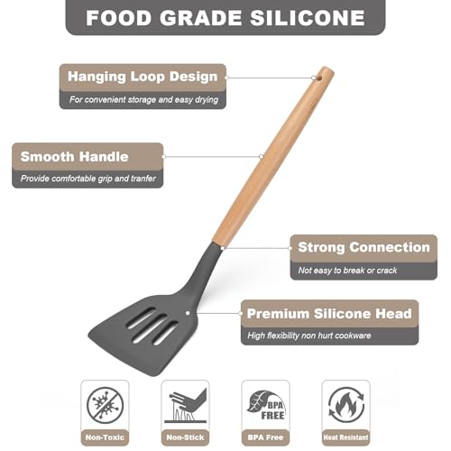 Silicone Kitchen Utensils Set (Gray)