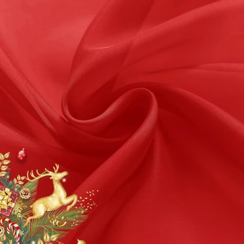 Basic Rod Pocket Sheer Voile Window Curtain Panels Red 1 Pair 2 Panels 26 Width 24 Inch Long for Kitchen Bedroom Children Living Room Yard（Red (Red / 26"W x 24"L (Pack of 2))