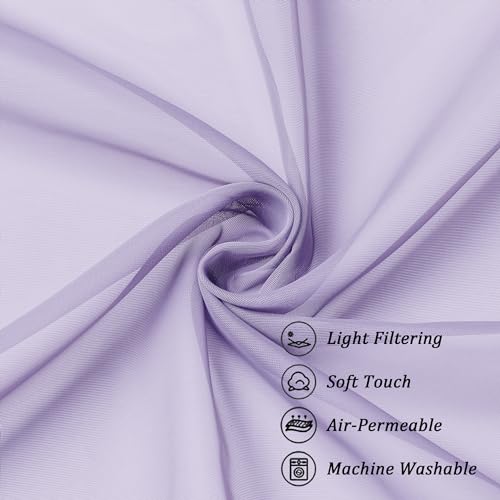 Lilac Sheer Curtains 96 inches Long 2 Panels (Lilac / 42"W x 96"L (Pack of 2))