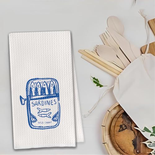 Sardine Dish Tea Decorative Hand Towel for Kitchen (Orange-01)