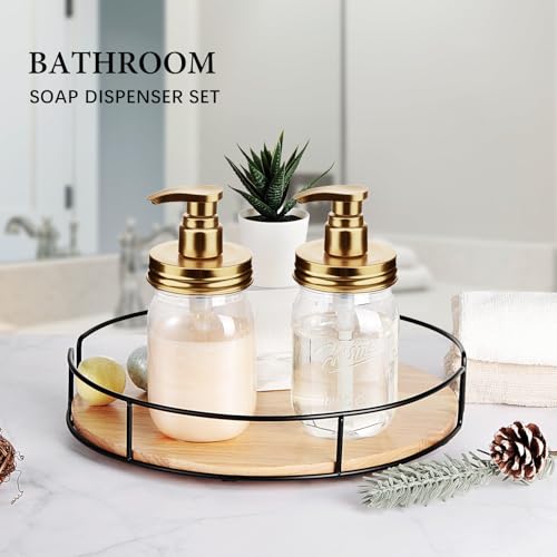 Plastic Mason Jar Soap Dispenser with Pump Lid 16OZ (Gold)