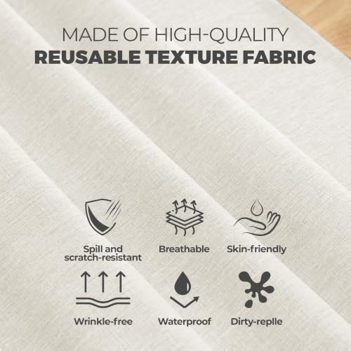 Faux Linen Farmhouse Table Cloth 60"x84" for Rectangle Table (Ivory / 84" x 60" (Rectangular))