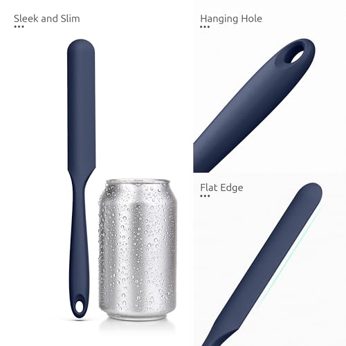 Skinny Silicone Jar Spatula Scraper (Midnight Blue / 9.72 in)