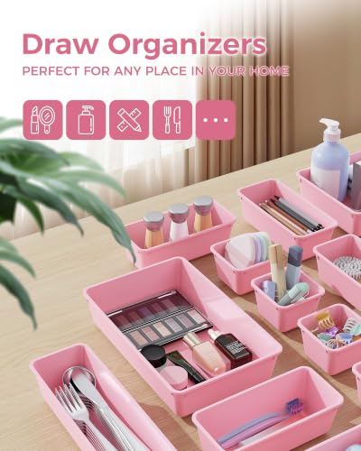 25 PCS Plastic Drawer Organizers Set (Pink)