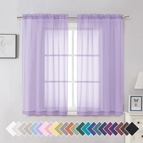 Light Purple Sheer Curtain Panels Pair Sold 54 Inch Length (42"W x 54"L (Pack of 2) / Lavender)
