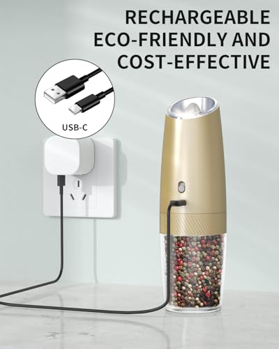 2 Speed Gravity Electric Pepper Grinder (2 Speed-Gold)