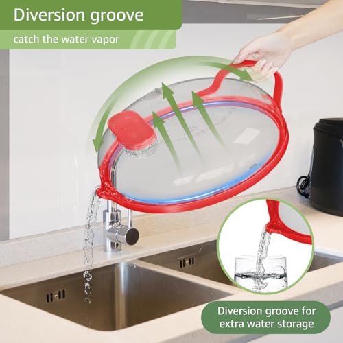 Microwave Splatter Cover with Water Steamer for Food (Red)