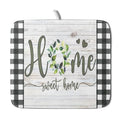 Home Sweet Home Dish Drying Mat 16x18 Inch Spring Summer Green Leaf Wreath Dish Drainer Mats Rustic Wood Board Microfiber Dish Drying Rack Pad for Kitchen Countertop Farmhouse Decor (18" x 16")