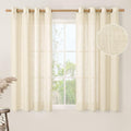 45 Inch Length Linen Curtains for Bedroom 2 Panels Set (52"W x 45"L (Pack of 2) / Beige)
