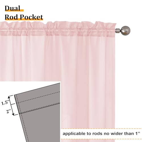 Blush Pink Sheer Curtains 54 Inch Length 2 Panels Set (42"W x 54"L (Pack of 2) / Blush Pink)