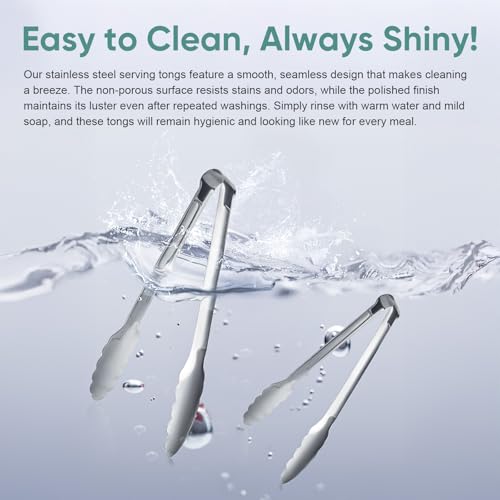 12 Pack Buffet Tongs Serving Tongs Stainless steel Kitchen Tongs 9inch (Silver / 9inch)