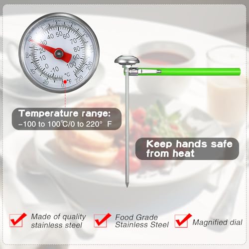 6 Pcs Stainless Steel Kitchen Dial Thermometer 5" (Multicolor)