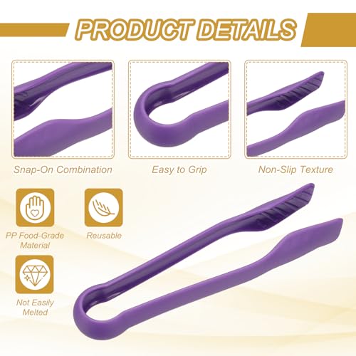 8 Pcs Toaster Tongs (8 Inch / Purple)