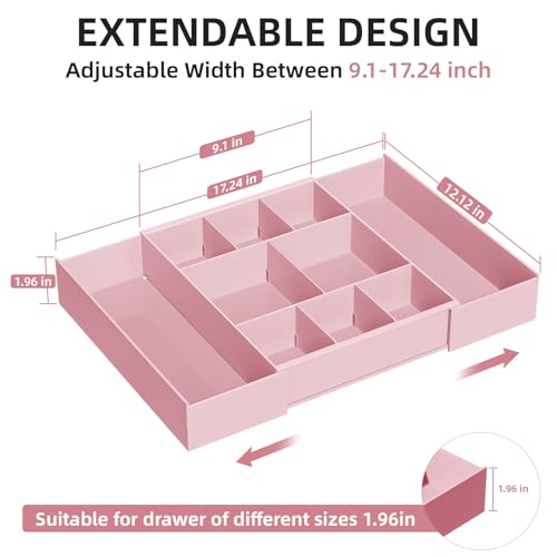 Expandable Desk Drawer Organizer (Pink)