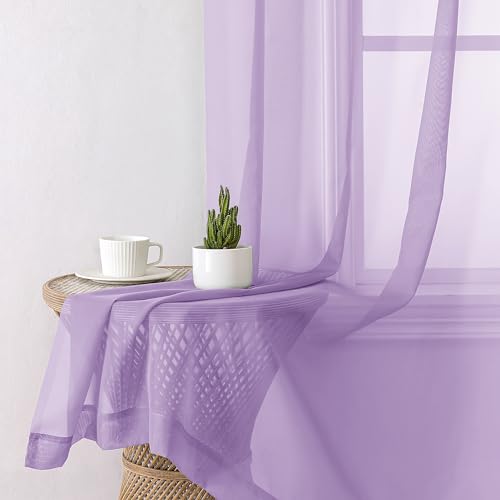 Light Purple Sheer Curtain Panels Pair Sold 84 Inch Length (40"W x 84"L (Pack of 2) / Lavender)