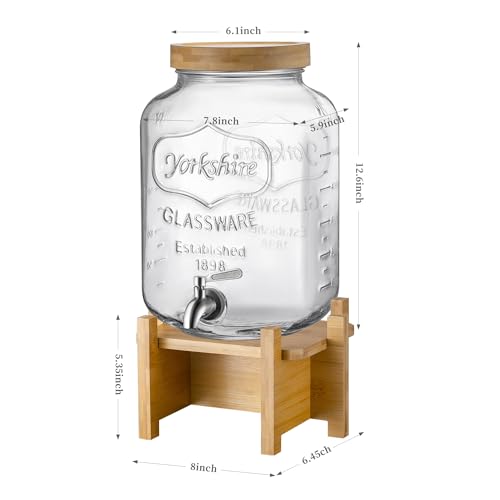 2 Gallon Drink Dispenser for Parties with Wood Stand and Lid (2 Gallon / Nature Wood)