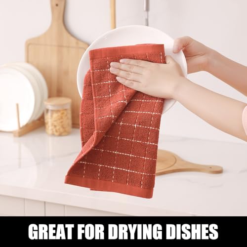 100% Cotton Terry Kitchen Towels (Rust / 12 X 12 - 12 Pack)