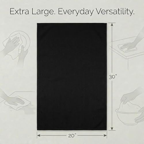 Kitchen Towels Cotton Dish Towels 20”x30” (20" x 30" (Set of 6) / 010 Black)