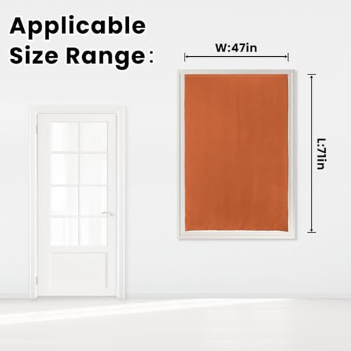 Self Adhesive Curtains Portable Blackout Curtain Simple and Easy to Install Bedroom Window Thermal Lnsulated Kitchen Room Darkening Black Small Drapes (47"W x 71"L (Pack of 1) / Orange)