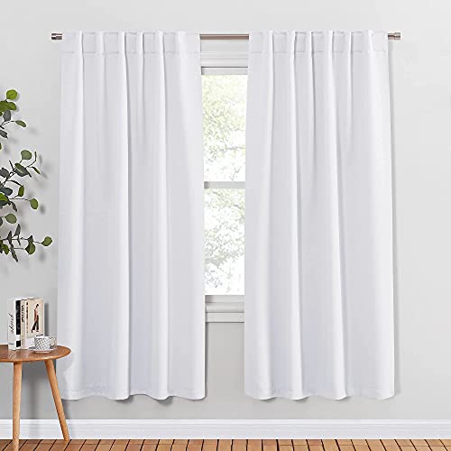 50% Light Blocking White Curtains 72 inch (Pure White / 52"W x 72"L (Pack of 2))