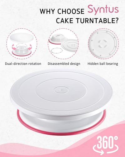 65 PCs Cake Decorating Kit with Cake Stand (Rose Pink)