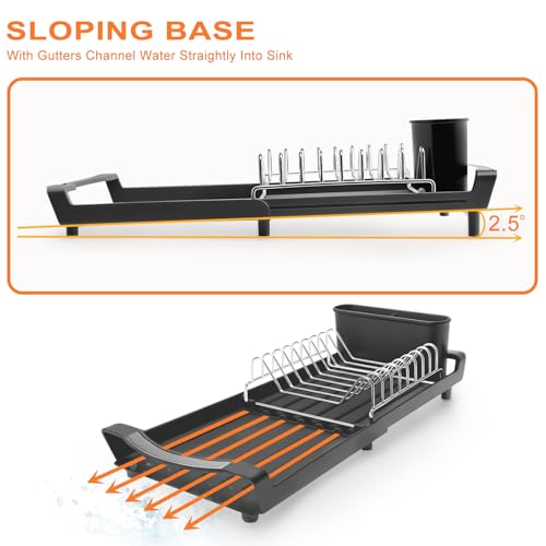 Dish Drying Rack Compact Expandable (Black / Single)