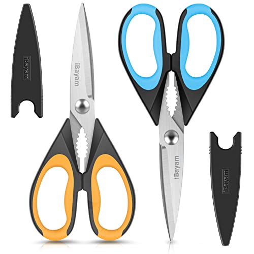 Kitchen Scissors (Orange/Black and Blue/Black / 8.7-inch 2-Pack)