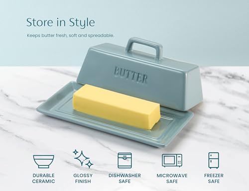 Ceramic Butter Dish with Lid (Casper Blue)