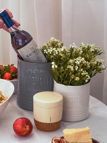 7.2" Large Ceramic Utensil Holder for Kitchen Counter (7.2 Inch / Grey)
